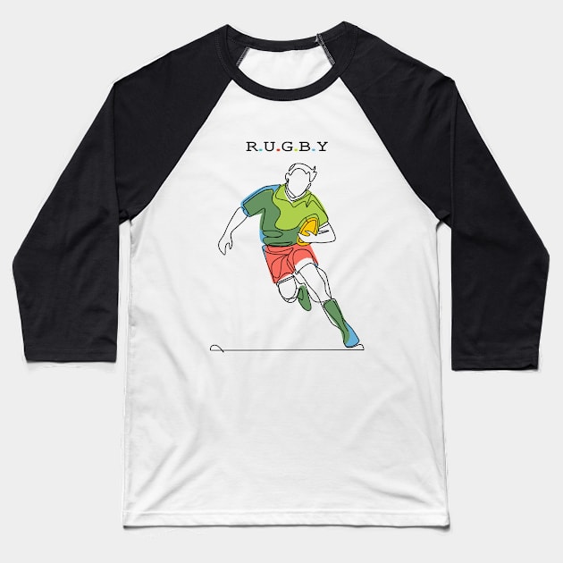 Rugby Sport Baseball T-Shirt by Fashioned by You, Created by Me A.zed